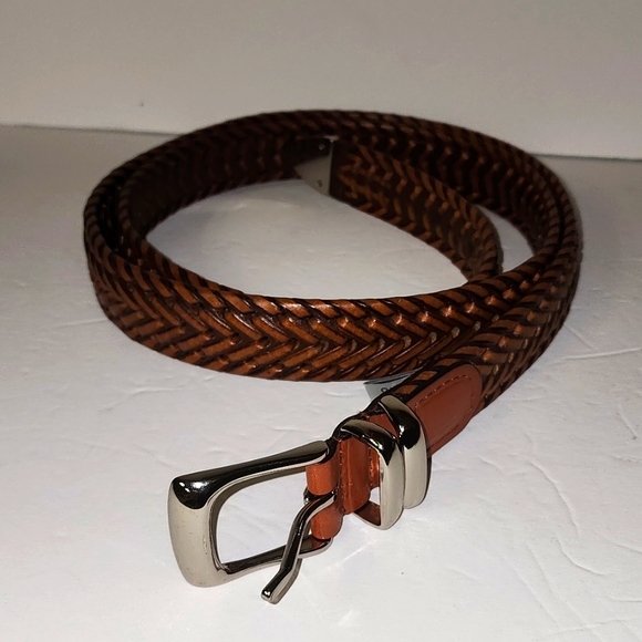 "PERRY ELLIS PORTFOLIO" BROWN LEAYJER WEAVED BELT SZ 48 - Picture 3 of 8